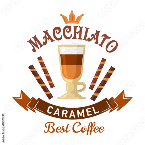 Coffee drinks menu design with caramel macchiato