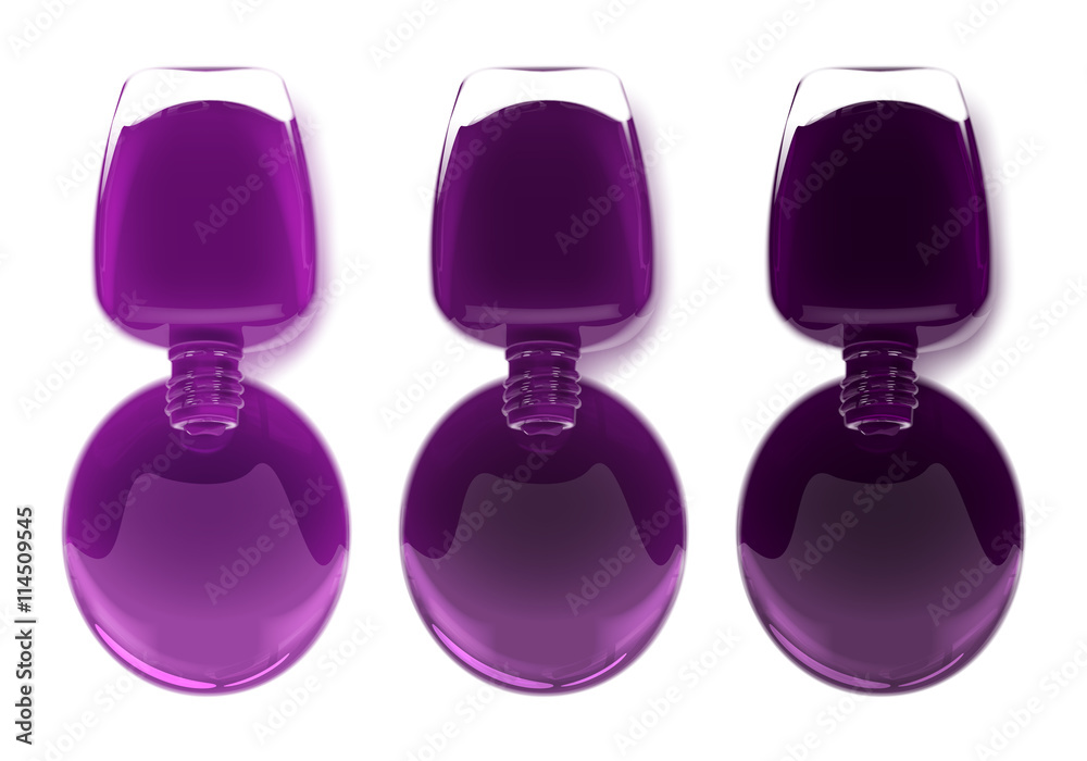 Nail polish leaking out of the bottle. Maniqure and pediqure varnish. Vector illustration