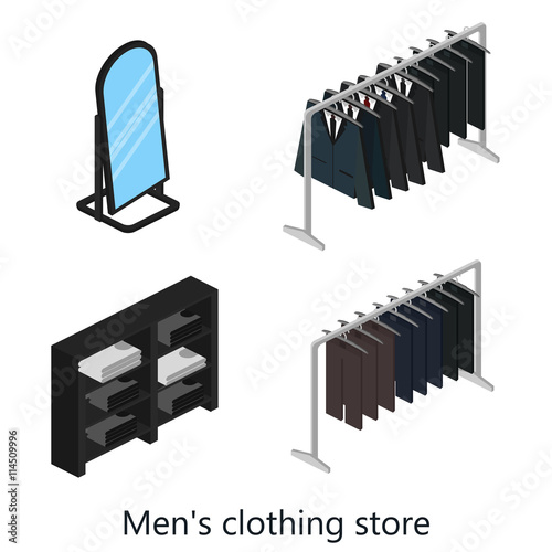 Supermarket, electronics store and clothing shop banner set with people shopping and buying products on shelves