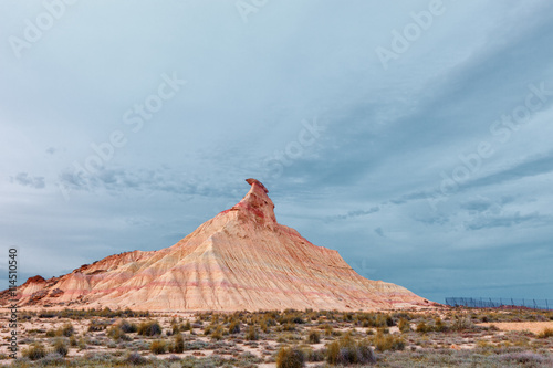 Semi-desert Bardenas Reales, mountain Tres Hermanos, Natural Park photo