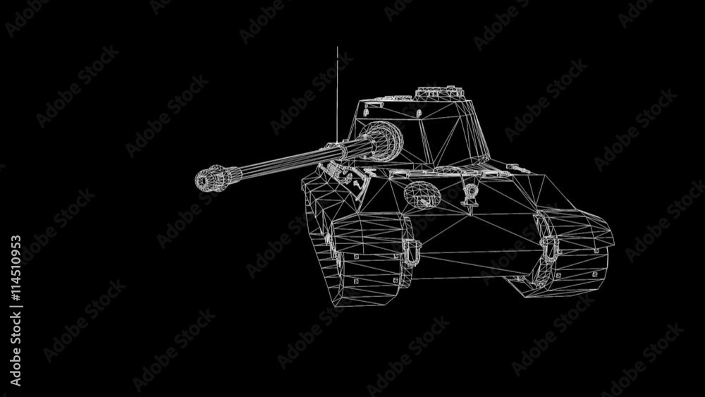 3D Tank Hologram Wireframe in Motion. Nice 3D Rendering
3D Tank Hologram Wireframe in Motion. Nice 3D Rendering