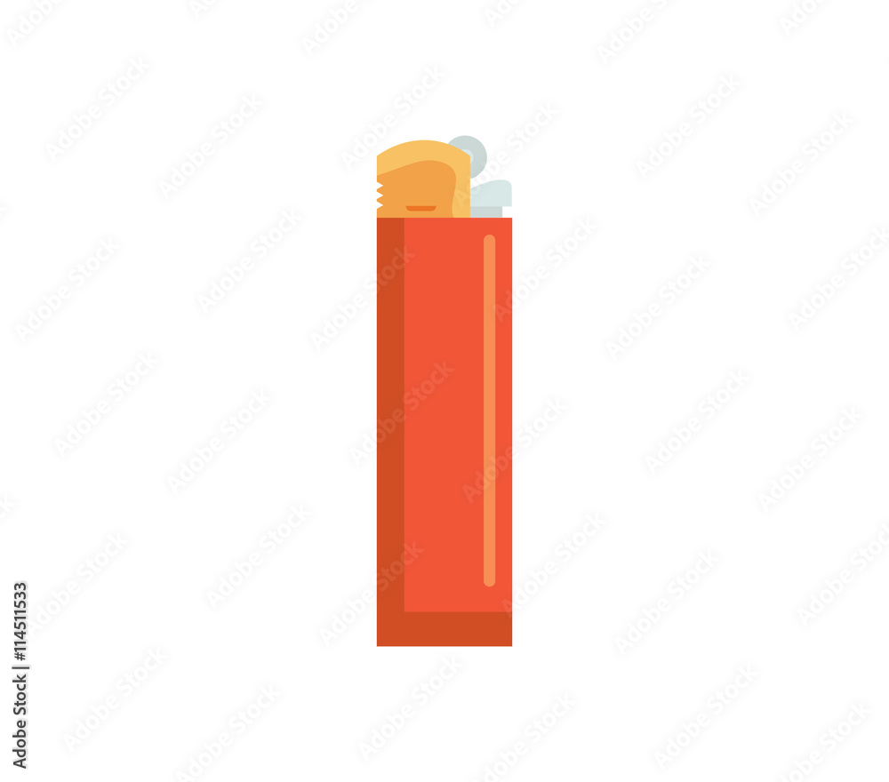 Lighter vector illustration. gas flame flat icon. fire gasoline plastic lighter isolated on white background Lighter vector illustration. gas flame flat icon. fire gasoline plastic lighter isolated on white background