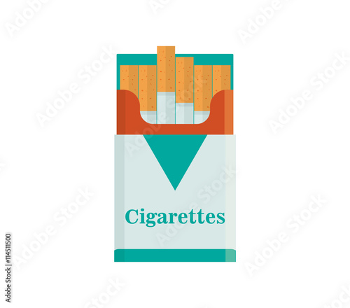 Pack of cigarettes vector illustration. Tobacco smoke flat icon. nicotine cigarette isolated on white background. addiction cigarette