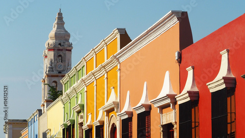 Colorful Street in Campeche Old Town, Mexico photo