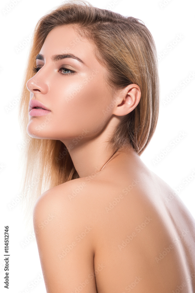 Beautiful blonde on white background Beautiful blonde on white background