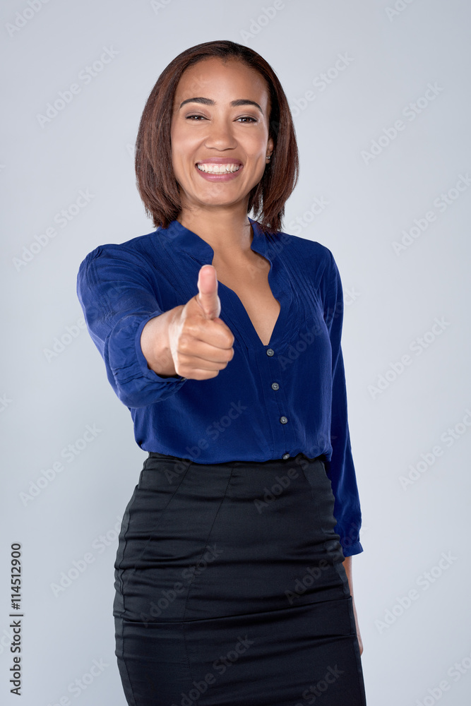 beautiful smiling business woman showing thumbs up beautiful smiling business woman showing thumbs up