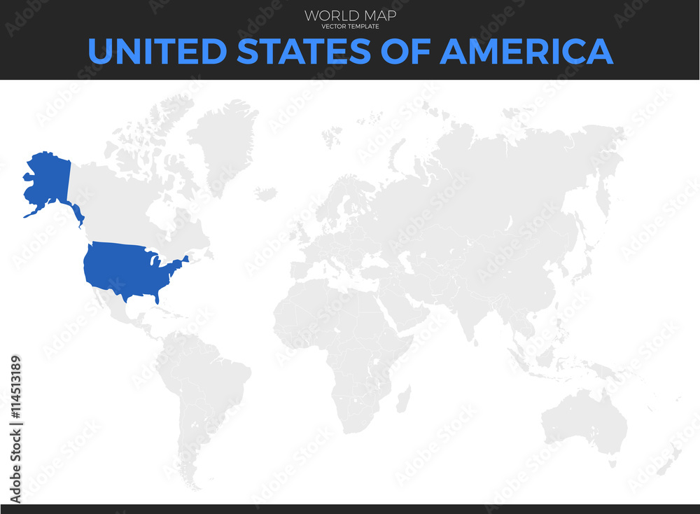 United States of America (USA), United States (U.S.) or America Location Map