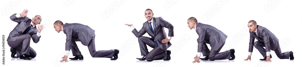 Businessman in various poses isolated on white Businessman in various poses isolated on white