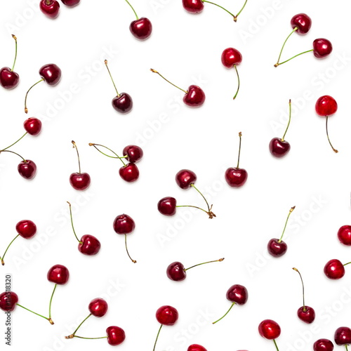 cherry on a white background, top view 