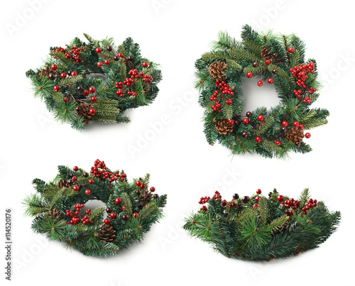 Christmas fir wreath isolated