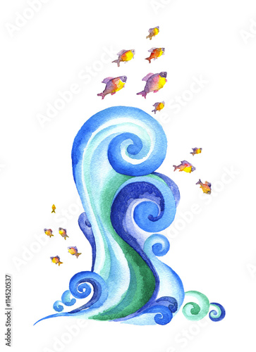 The swirling blue waves of the seas, oceans, rives