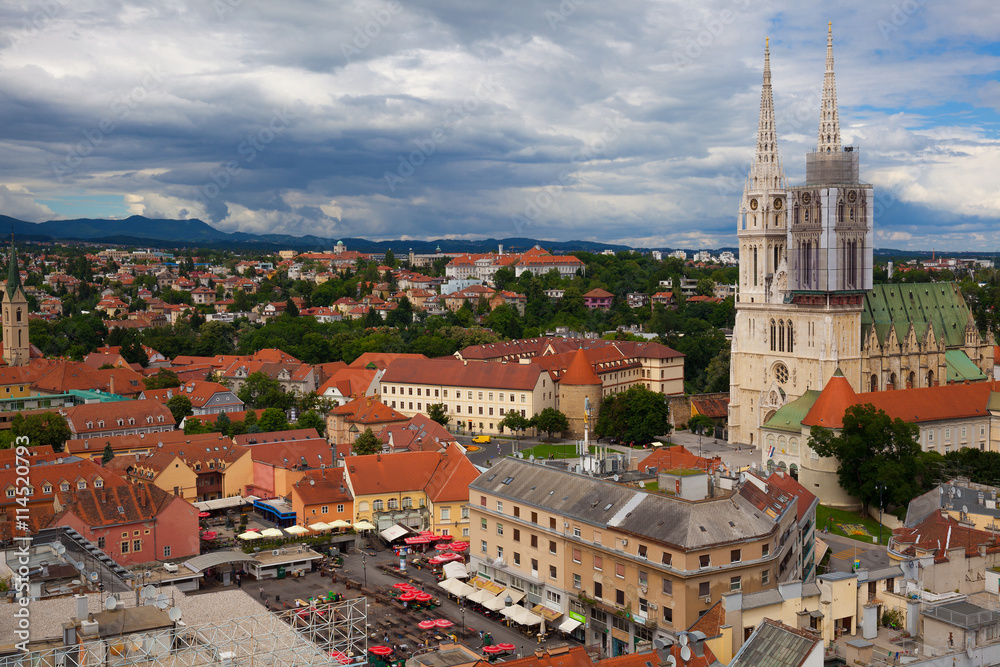 Bird's eye view of Zagreb. Croatia.