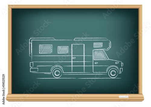 trailer drawn on blackboard