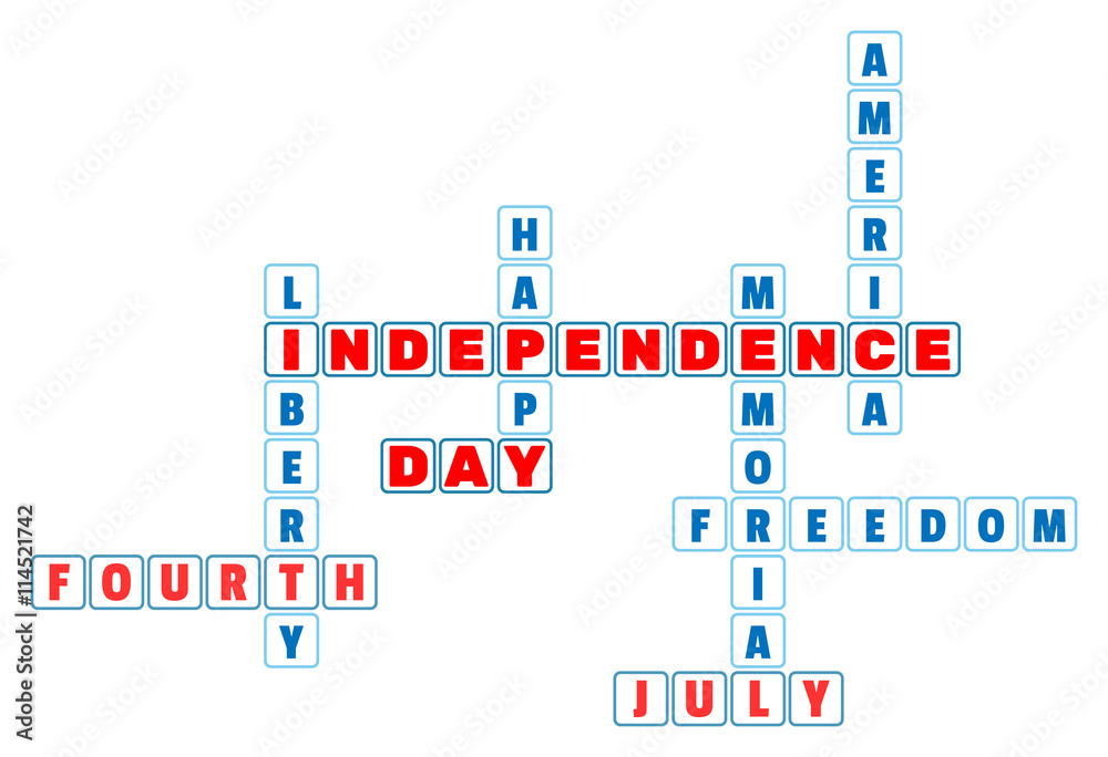 Obraz premium 4th July Independence Day crossword in minimal style. 4th July theme for the celebration of Independence Day on July 4th. Vector