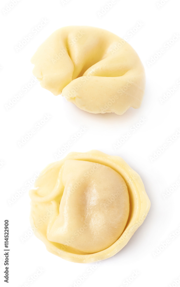 Single ravioli dumpling isolated Single ravioli dumpling isolated