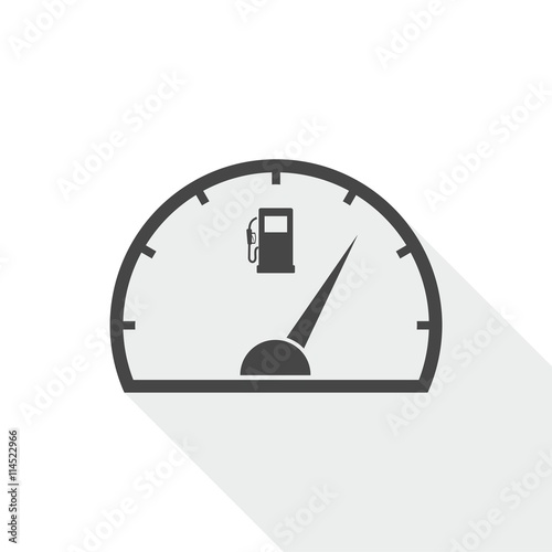 Fuel gauge icon with long shadow