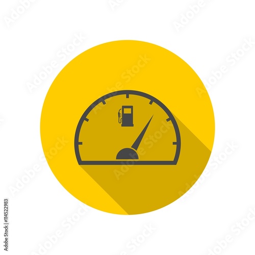 Fuel gauge icon with long shadow