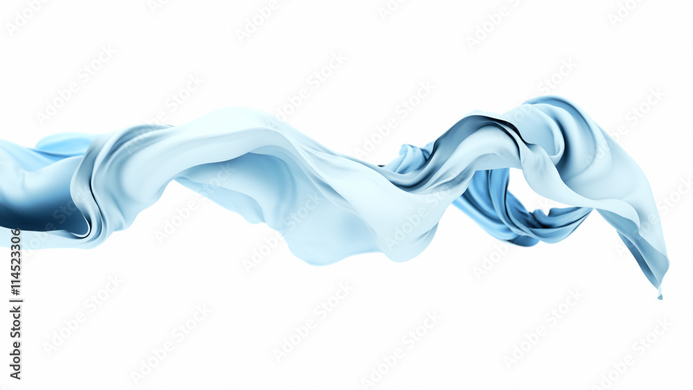 Abstract 3d rendering flowing white cloth background surrounded by blue mist Abstract 3d rendering flowing white cloth background surrounded by blue mist