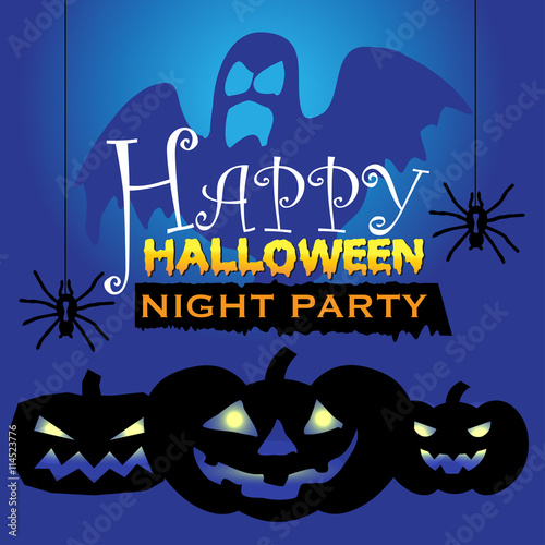 Happy Halloween night party festival orange vector illustration.
