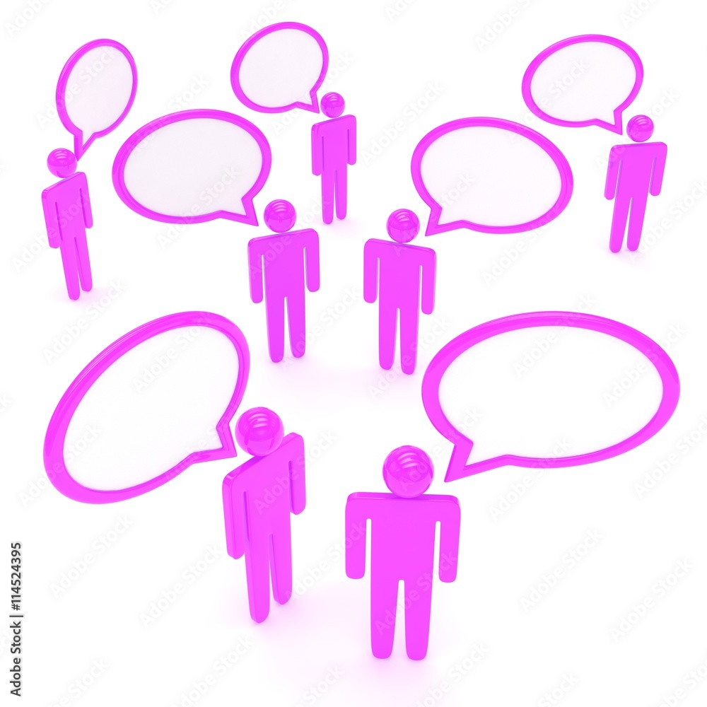 people with talk bubbles isolated over a white background. 3d rendering. people with talk bubbles isolated over a white background. 3d rendering.