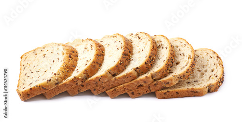 Sliced white bread loaf isolated