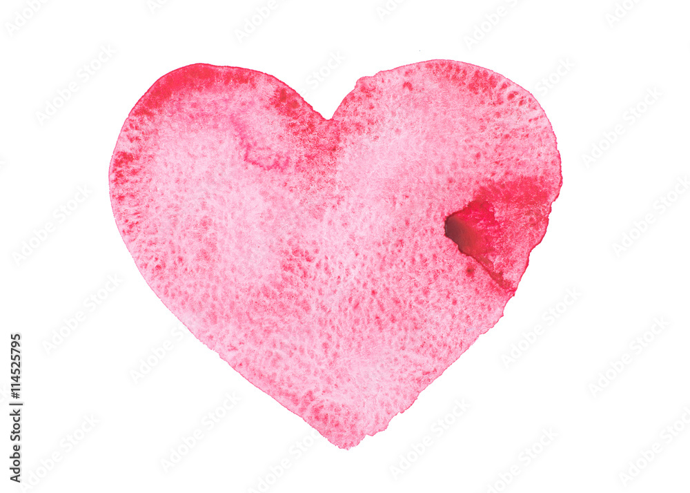 Hand drawn watercolor heart isolated on white background
