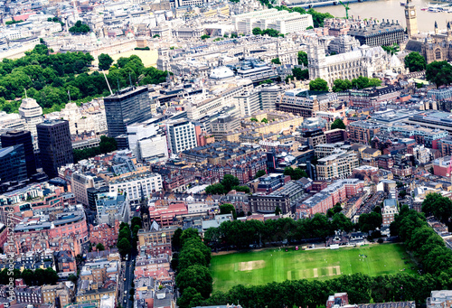 Beautiful aerial view of London with buildings and trees