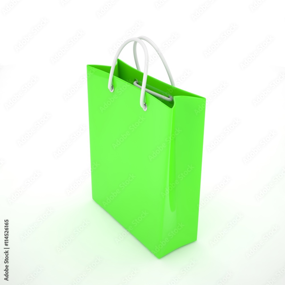 Paper Shopping Bag isolated on white background. 3d rendering. Paper Shopping Bag isolated on white background. 3d rendering.