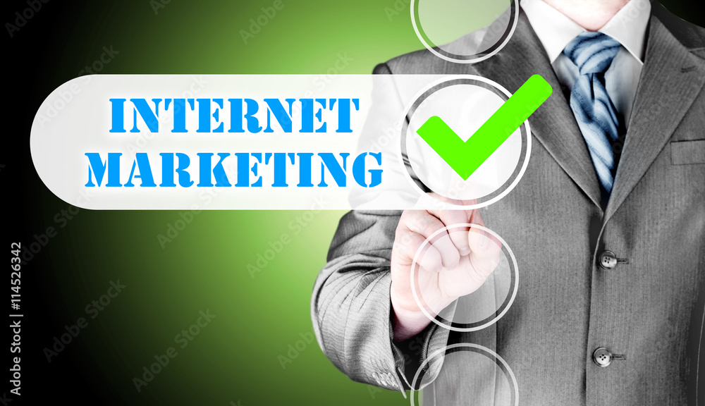 business man pressing checkbox internet marketing business man pressing checkbox internet marketing