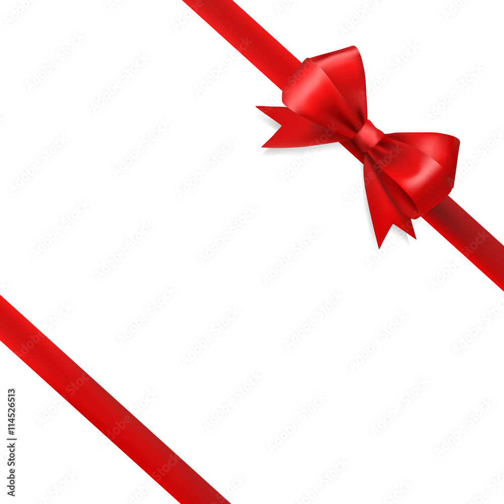 red silky bow ribbon on white background. holidays gift symbol red silky bow ribbon on white background. holidays gift symbol