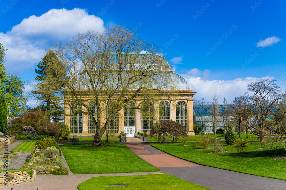 Glasshouse at the Royal Botanical Gardens in public park  Edinbu
