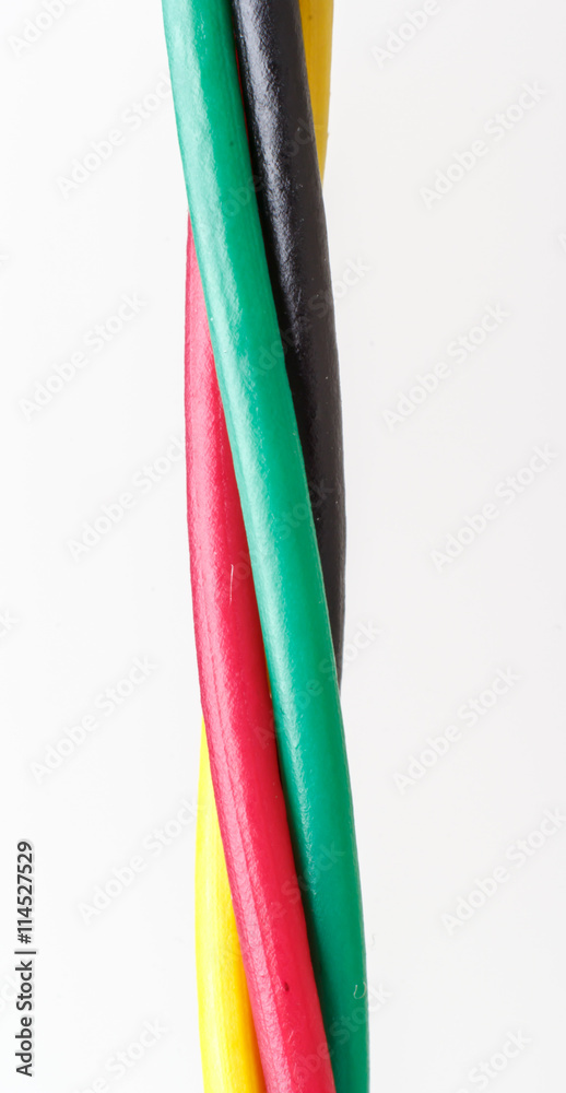 Electric cable. Colorful bundle of electric or electronic cables.close up