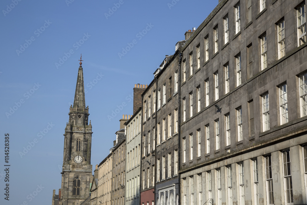 Tron Kirk Church and Royal Mile Street; Edinburgh