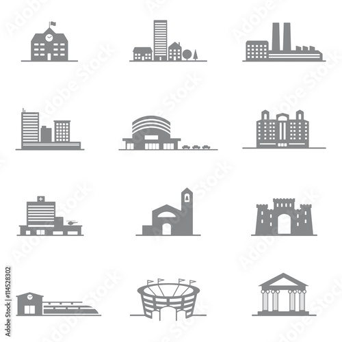 complete set of vector icons city buildings