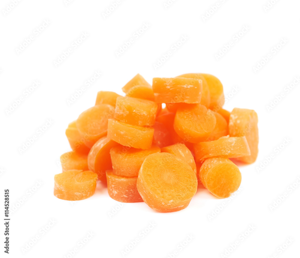 Pile of baby carrot slices isolated Pile of baby carrot slices isolated