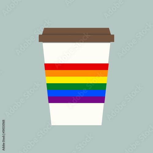Coffee cup with LGBT flag,LGBT support symbol
