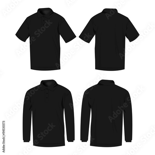Black polo shirt and polo with long sleeve isolated vector set