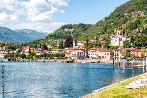 Laveno-Mombello is a small town on the shore of Lake Maggiore, Varese, Italy © EleSi