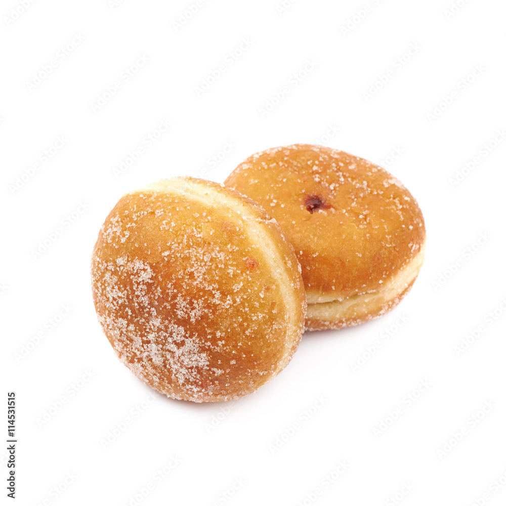 Jam filled doughnut isolated