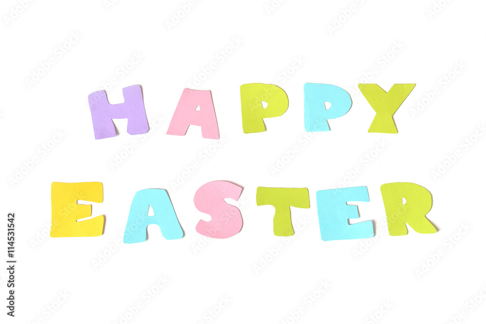 Happy easter text on white background - isolated Happy easter text on white background - isolated