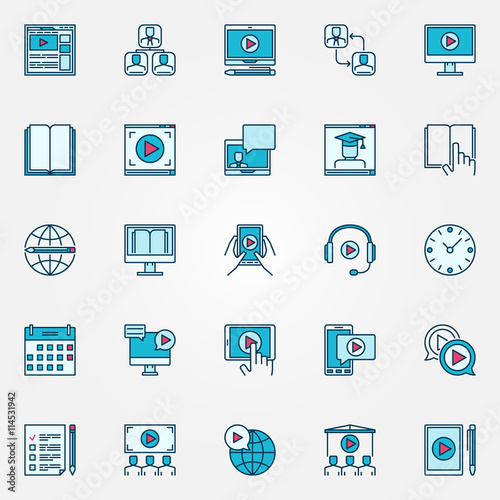 Online education flat icons