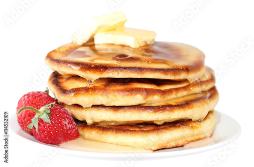 Pancakes with strawberry (image with clipping path)