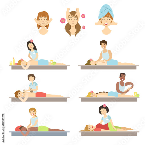People Getting Facial And Body Massage In Spa