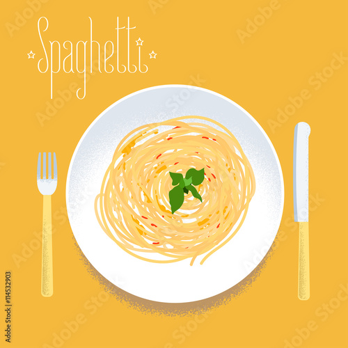 Spaghetti, Italian pasta vector illustration, design element