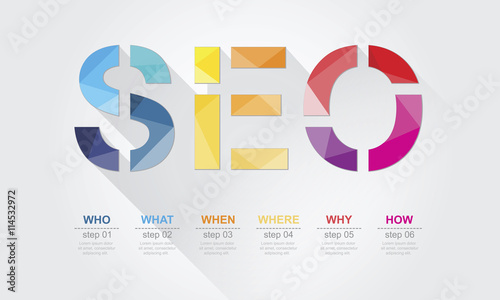 SEO keyword points with geometric polygon, vector