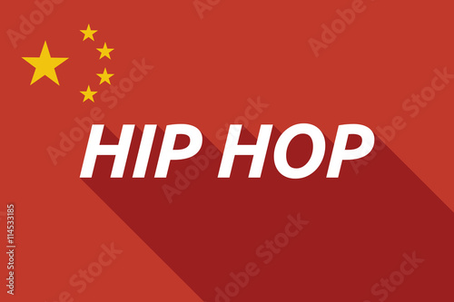 Long shadow China flag with the text HIP HOP
