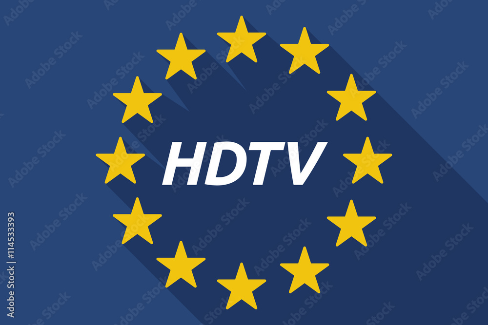 Long shadow European Union flag with the text HDTV Long shadow European Union flag with the text HDTV