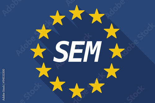 Long shadow European Union flag with    the text SEM