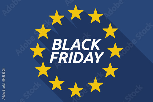 Long shadow European Union flag with    the text BLACK FRIDAY