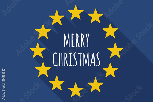 Long shadow European Union flag with    the text MERRY CHRISTMAS